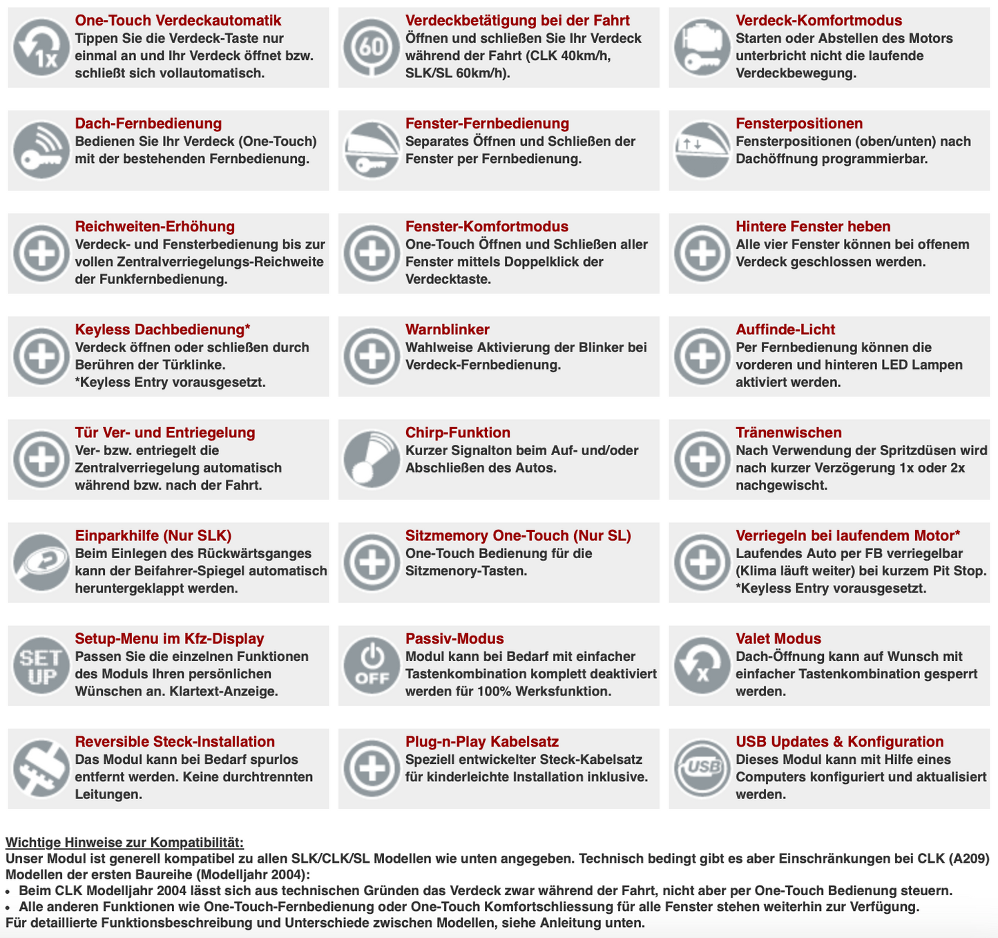STLBMZ1 Verdeckmodul - SLK (R171), CLK(A209), SL(R230)